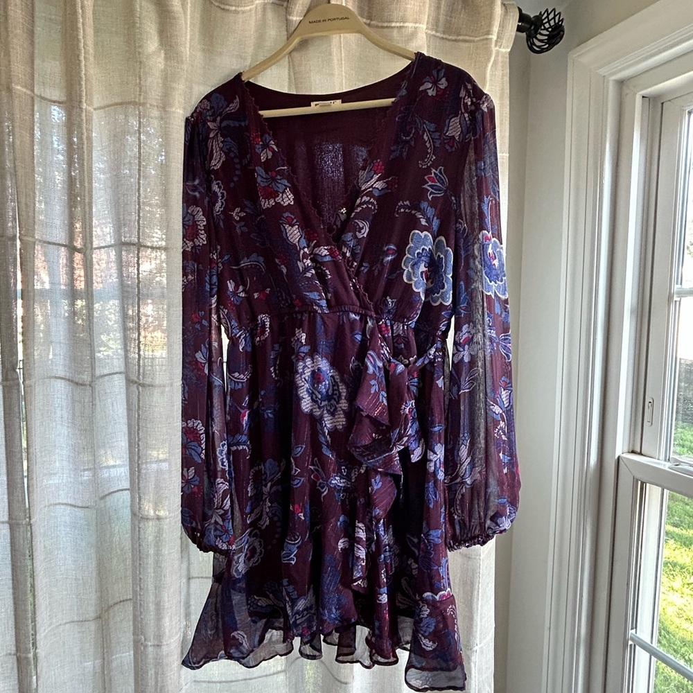 Miami Purple Long Sleeve Plunge Sundress